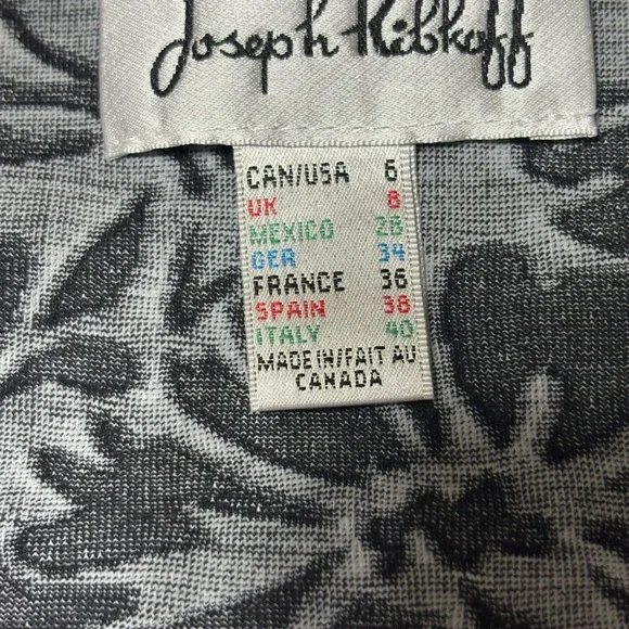 Joseph Ribkoff Monochrome Leaf Pattern Designer Midi Dress In Black and White - Picture 2 of 9